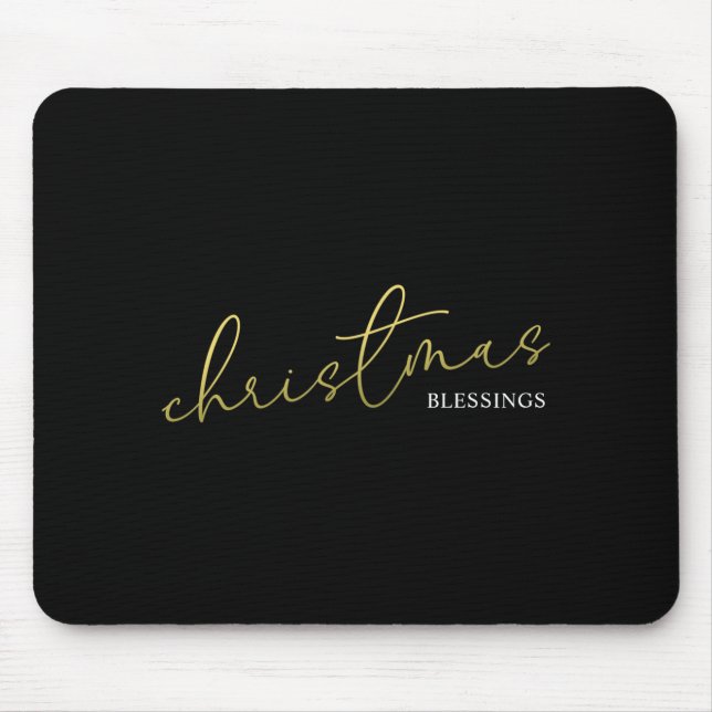 Mousepad Christmas Gold Calligraphy Script Modern Blessings (Frente)