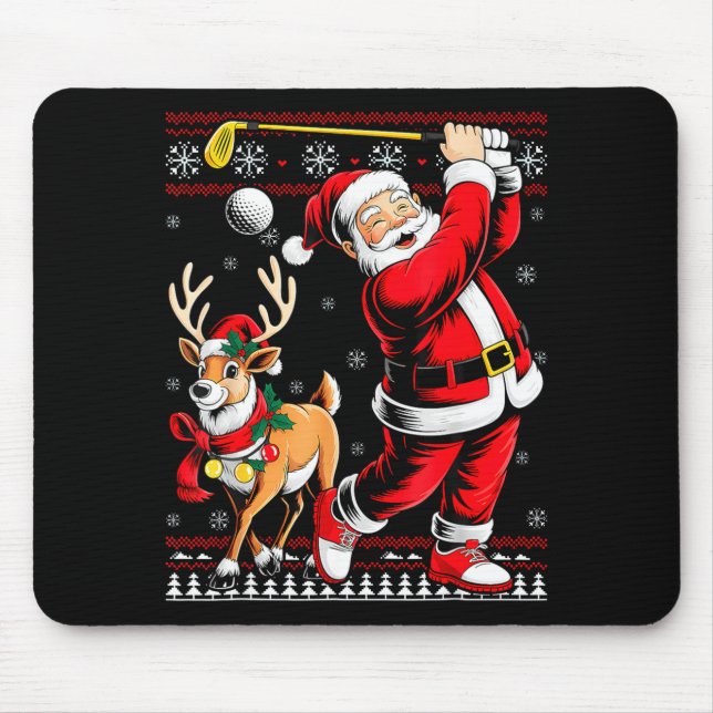 Mousepad Christmas Golf Santa Golfer Christmas Pajama Reind (Frente)