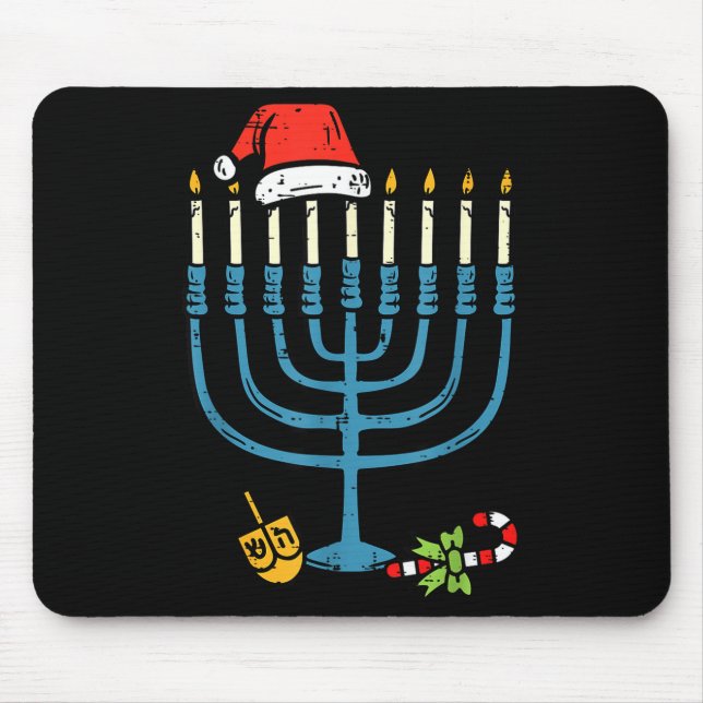 Mousepad Christmas Hat Menorah Jew Hanukkah Chanukah Men Wo (Frente)