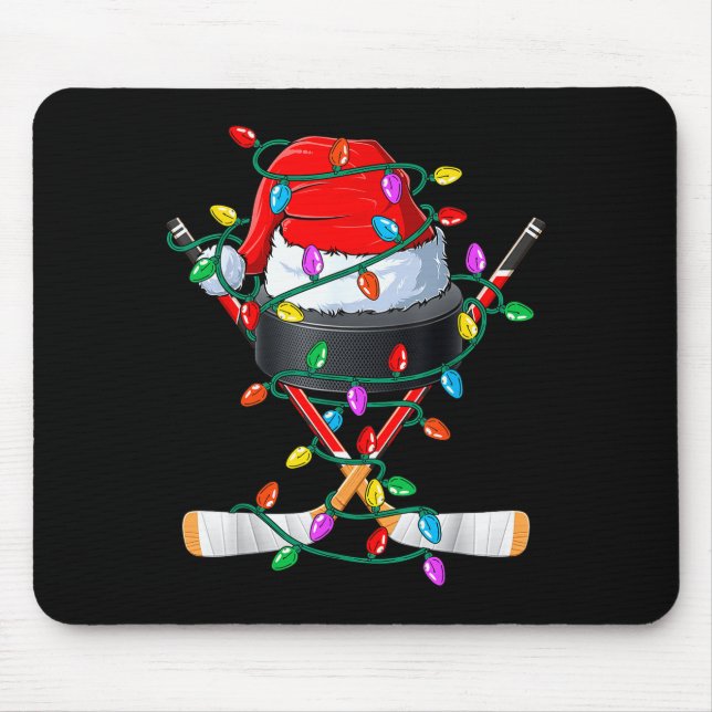 Mousepad Christmas Hockey Xmas Santa Srts Hat Ball Kids Boy (Frente)
