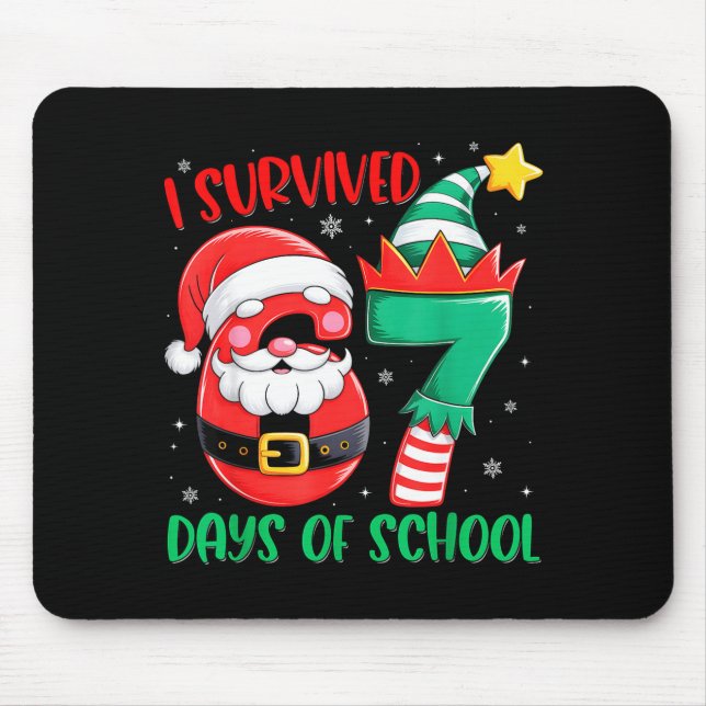 Mousepad Christmas I Survived 67 Days Of School Funny Six S (Frente)