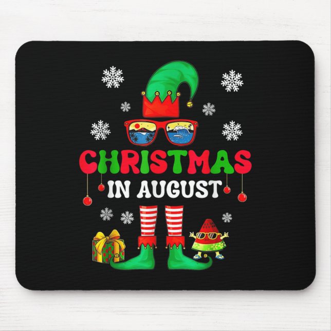 Mousepad Christmas In August Funny Elf For Summer Xmas Men  (Frente)