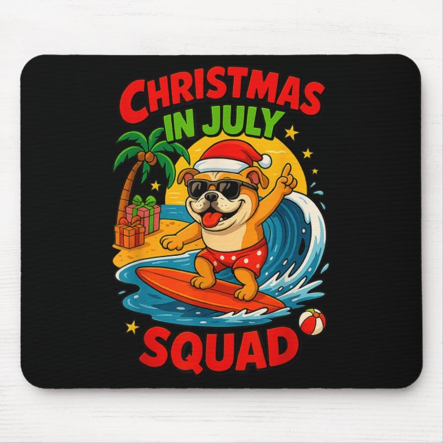 Mousepad Christmas In July Funny Bulldog Dog Lover Xmas Sum (Frente)