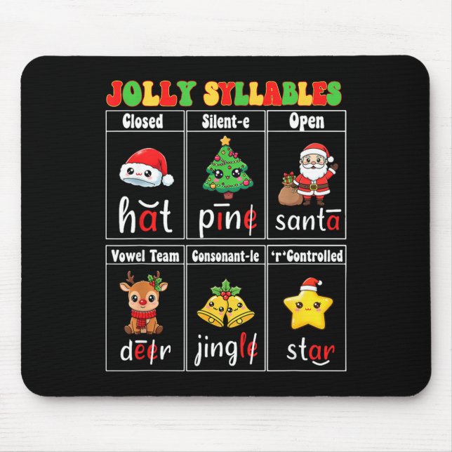 Mousepad Christmas Jolly Syllables Teacher Students Funny S (Frente)