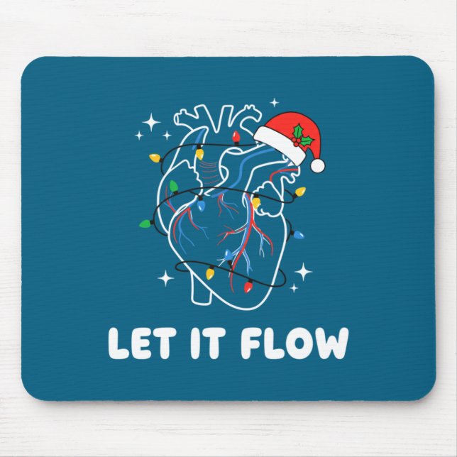 Mousepad Christmas Let It Flow Cardiac Heart Funny Nurse Ho (Frente)