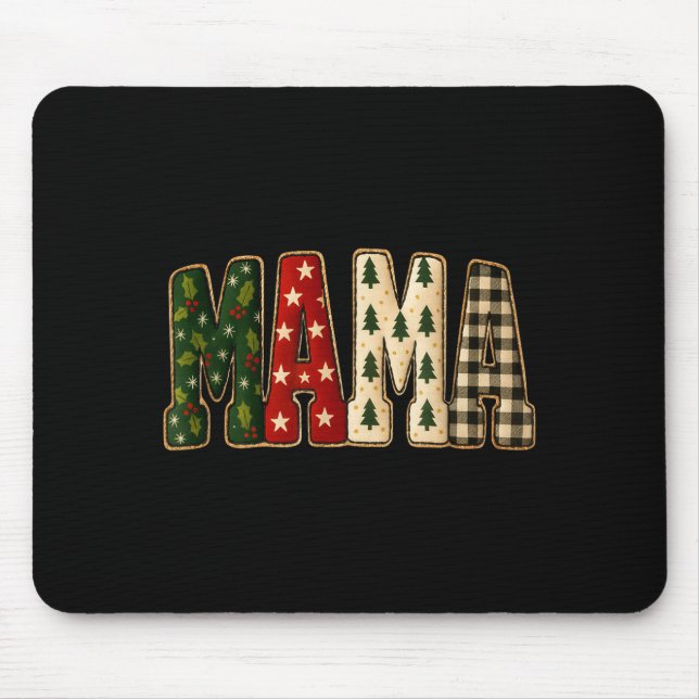 Mousepad Christmas Mama,tree Buffalo Plaid Mama Funy Gift T (Frente)