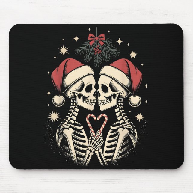 Mousepad Christmas Matching Gothic Couple Dark Humor Skelet (Frente)