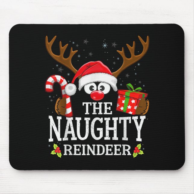 Mousepad Christmas Matching The Naughty Reindeer Family  (Frente)