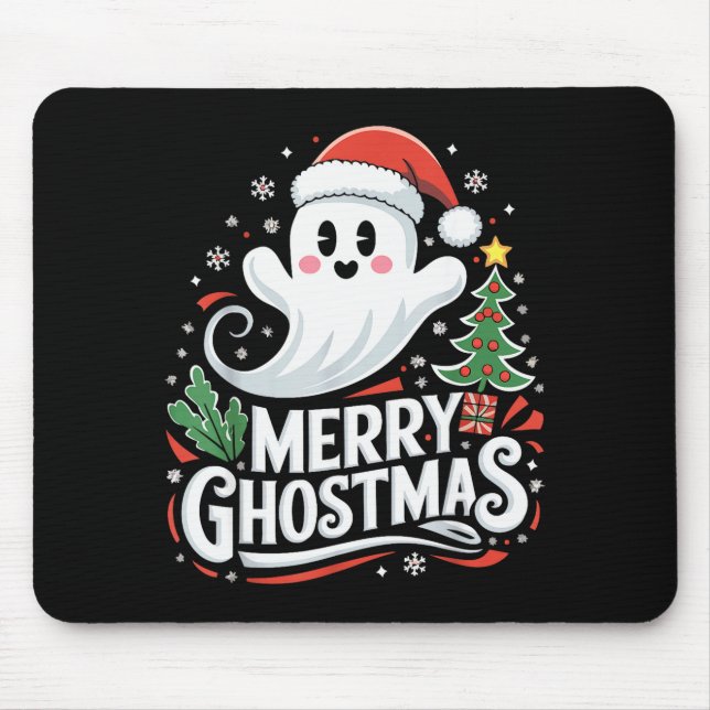 Mousepad Christmas Merry Ghostmas Santa Srit Xmas Pajamas S (Frente)
