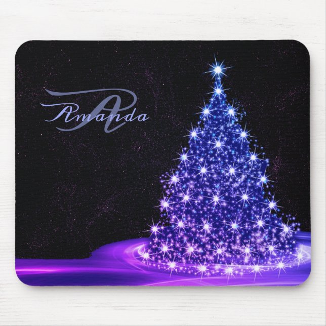 Mousepad Christmas Monogram Pink Blue Winter Black Rustic (Frente)
