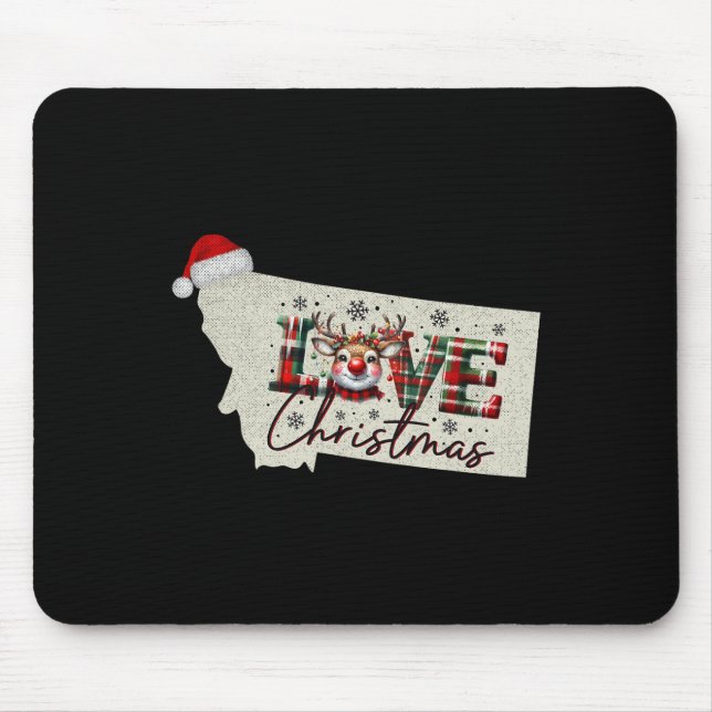 Mousepad Christmas Montana Xmas State Map Montana Christmas (Frente)