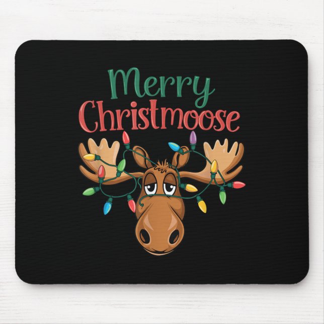 Mousepad Christmas Moose Merry Christmoose Men Women  (Frente)