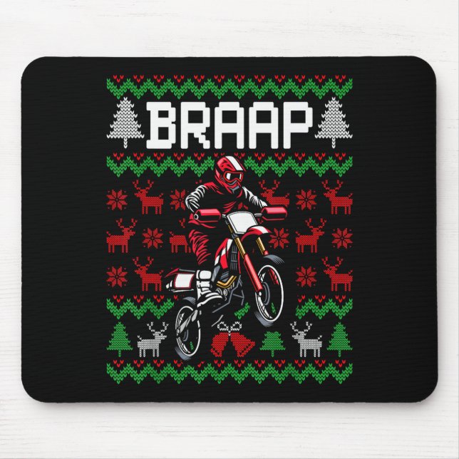 Mousepad Christmas Motorcycle Motocross Braap Dirt Bike  (Frente)