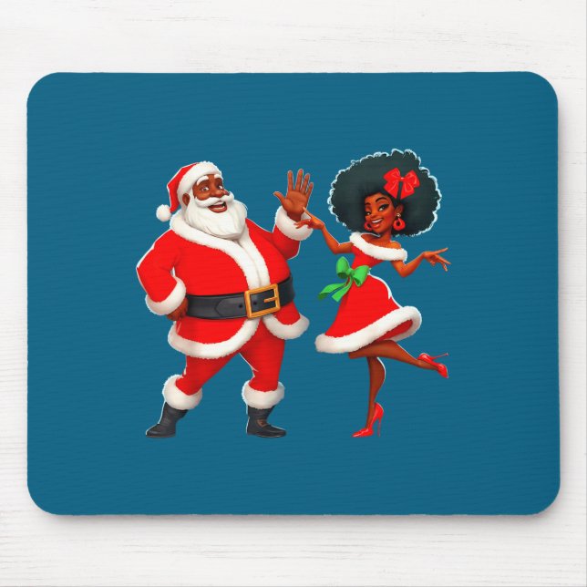 Mousepad Christmas Mr Santa Mrs Claus Dancing African Ameri (Frente)