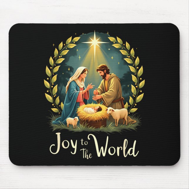 Mousepad Christmas Nativity Christian Birth Of Jesus Joy To (Frente)