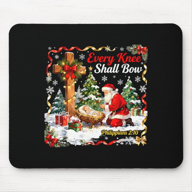 Mousepad Christmas Nativity Scene Every Knee Shall Bow Sant (Frente)