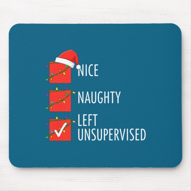 Mousepad Christmas Nice Naughty Left Unsupervised Naughty O (Frente)