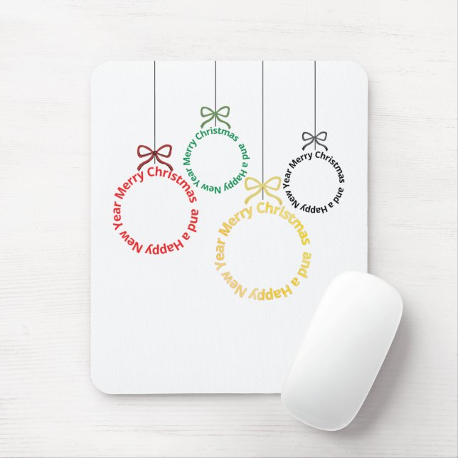 Mousepad Christmas Ornaments Text Design (Com mouse)