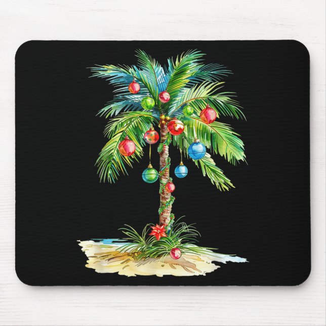 Mousepad Christmas Palm Tree Light Hawaiian Trocal Xmas Men (Frente)