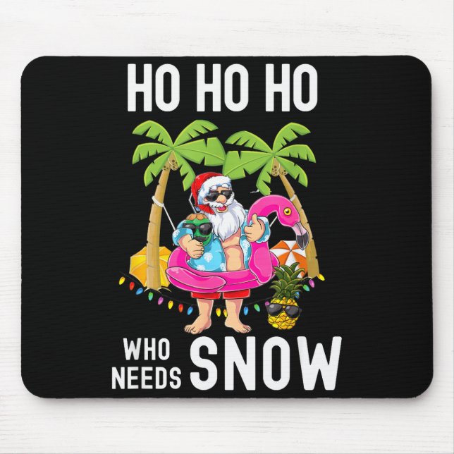 Mousepad Christmas Palm Tree Santa Surfing Summer Beach Vac (Frente)