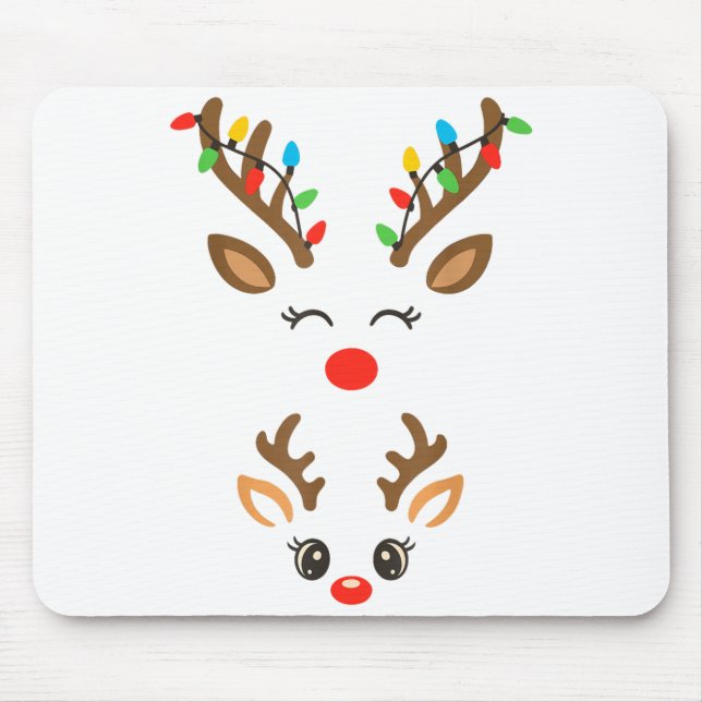 Mousepad Christmas Pregnancy Reindeer Xmas Lights New Mom T (Frente)