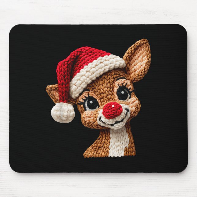 Mousepad Christmas Reindeer Crochet Cute Merry Christmas Re (Frente)