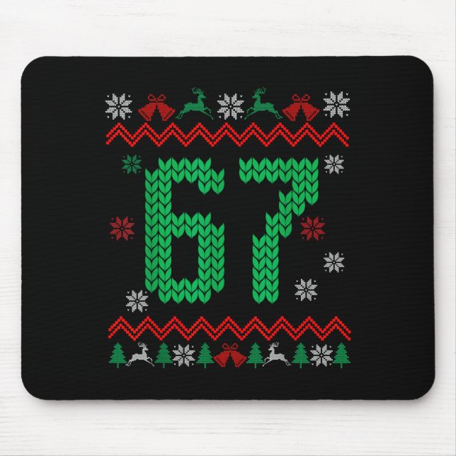 Mousepad Christmas Santa 67 Six Seven Meme Ugly Sweater  (Frente)