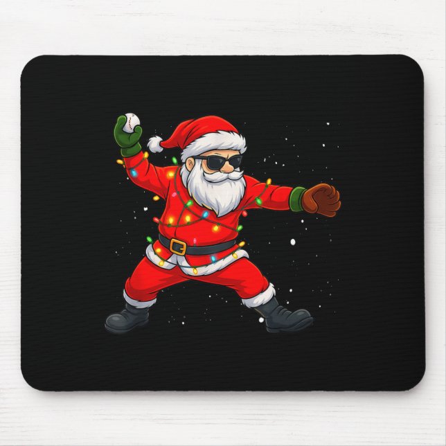 Mousepad Christmas Santa Claus Baseball Tcher Boys Kids Tee (Frente)