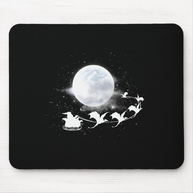 Mousepad Christmas Santa Claus Flying Past The Moon Dragon  (Frente)