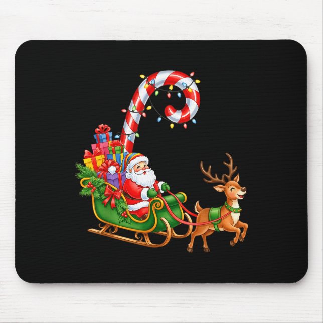 Mousepad Christmas Santa Claus Riding Reindeer Lights Men W (Frente)