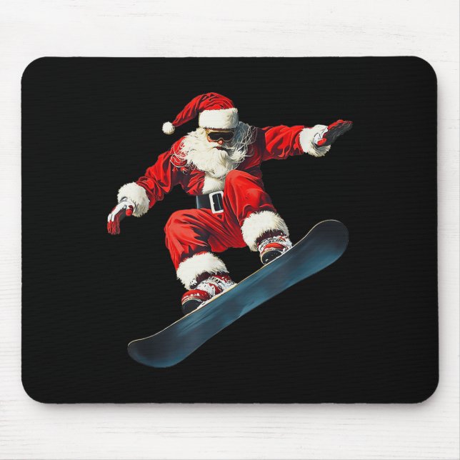 Mousepad Christmas Santa Claus Snowboard Snowboarding Snowb (Frente)