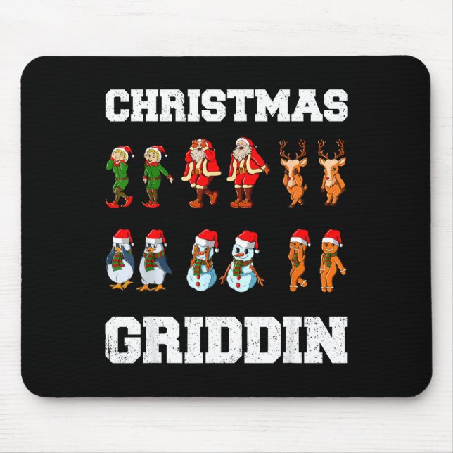 Mousepad Christmas Santa Claus Snowman Reindeer Griddy Grid (Frente)