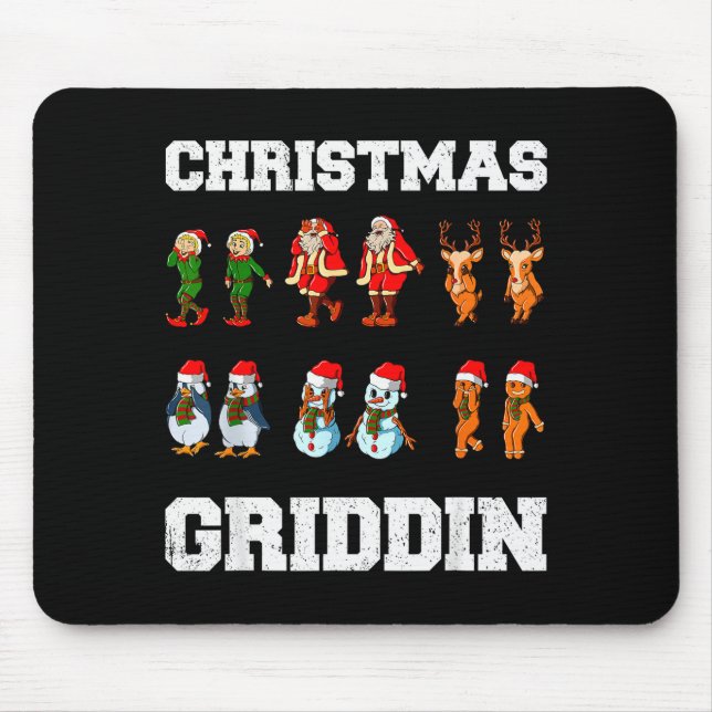 Mousepad Christmas Santa Claus Snowman Reindeer Griddy Grid (Frente)