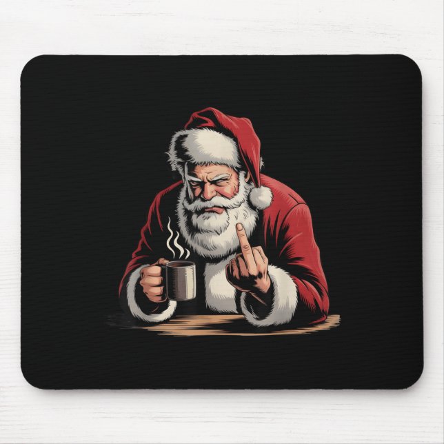 Mousepad Christmas Santa Middle Finger Sarcastic Xmas Funny (Frente)