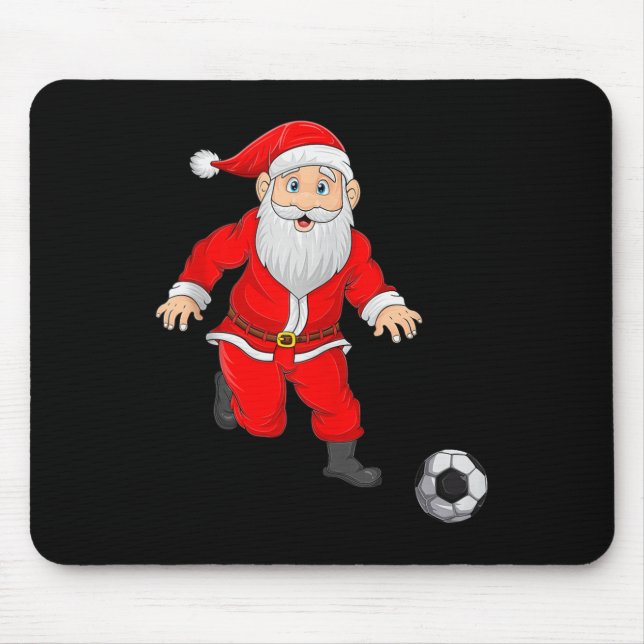 Mousepad Christmas Santa Playing Soccer Football Xmas Srts  (Frente)