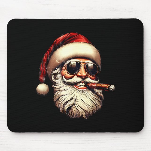 Mousepad Christmas Santa Smoking Cigar With Sungl Cigar Smo (Frente)
