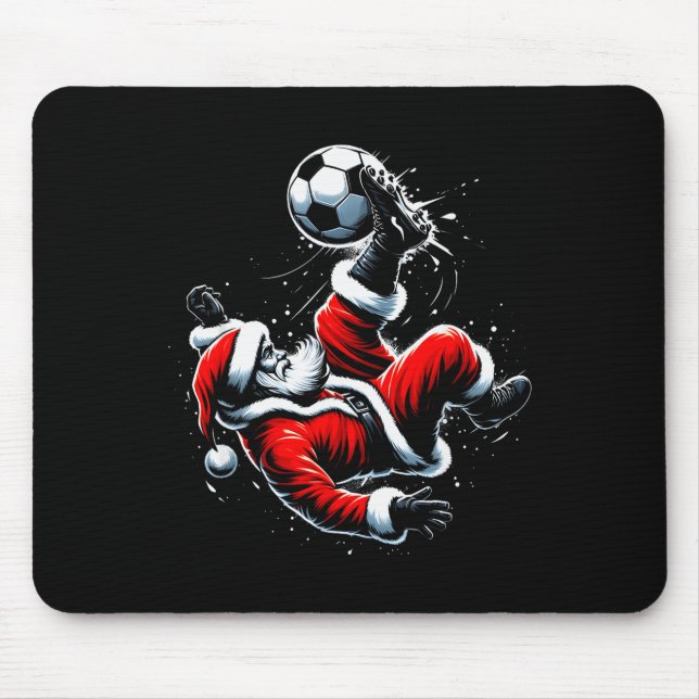 Mousepad Christmas Santa Soccer Player Bicycle Kick Xmas Ba (Frente)