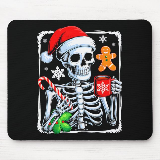 Mousepad Christmas Skeleton Hot Chocolate Funny Xmas Men Wo (Frente)
