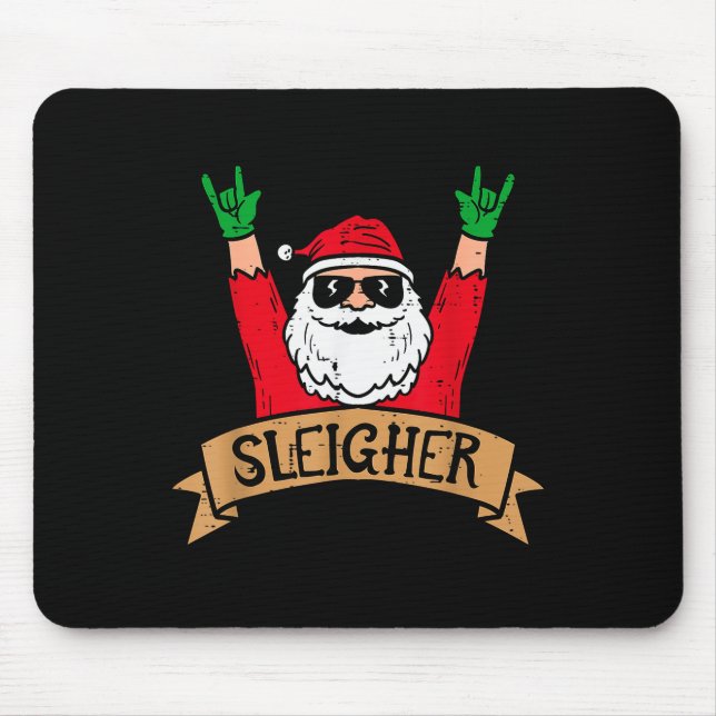 Mousepad Christmas Sleigher Santa Rock Xmas Rocker Men Wome (Frente)