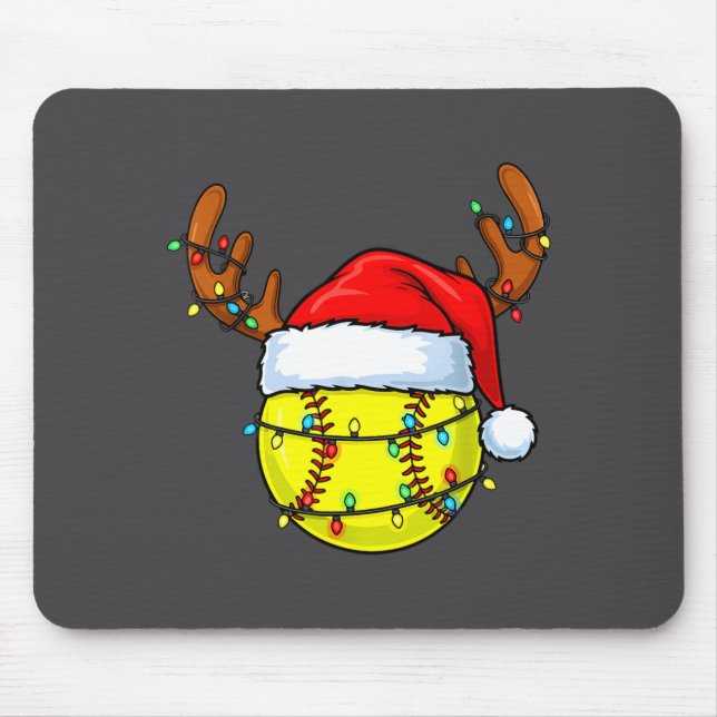 Mousepad Christmas Softball Xmas Santa Srts Hat Mens Womens (Frente)