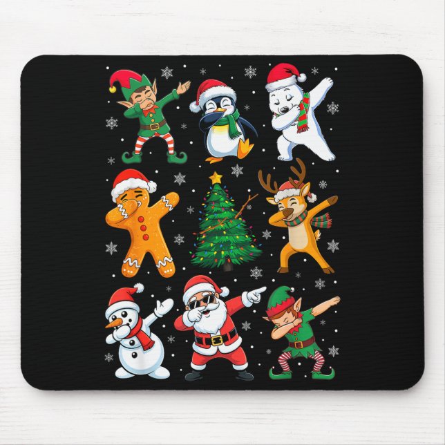 Mousepad Christmas Squad Dabbing Santa Elf Family Matching  (Frente)
