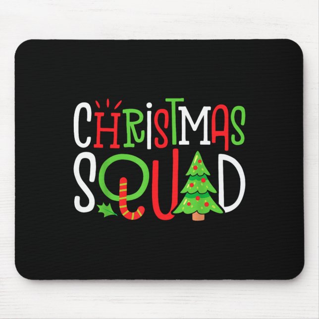 Mousepad Christmas Squad Funny Xmas Tree Family Matching Pa (Frente)