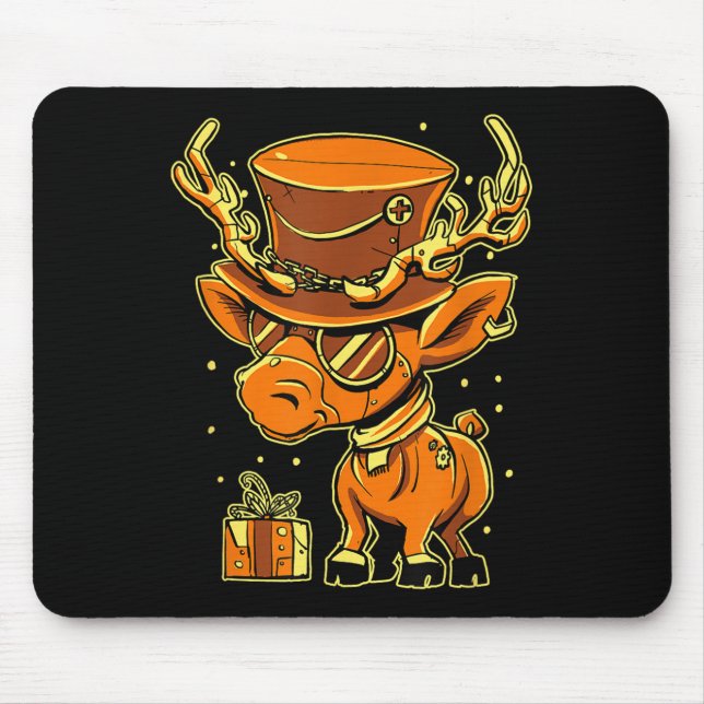 Mousepad Christmas Steampunk Fancy Dress Reindeer  (Frente)