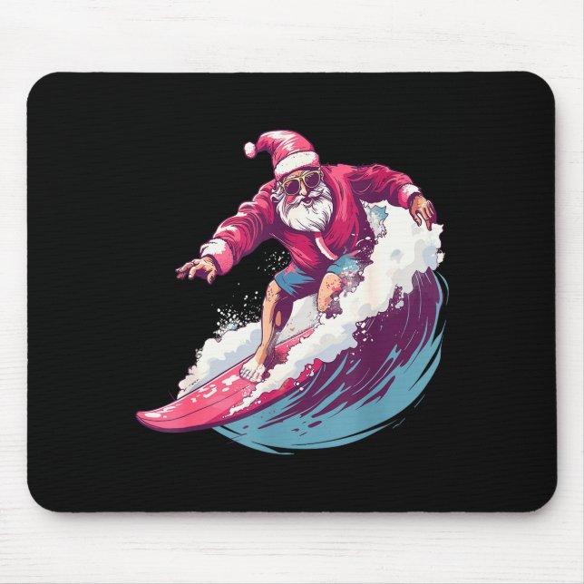 Mousepad Christmas Surfing Santa Surfboarder Surf Lover Xma (Frente)