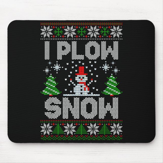 Mousepad Christmas Sweater I Plow Snow Matching Couples Paj (Frente)