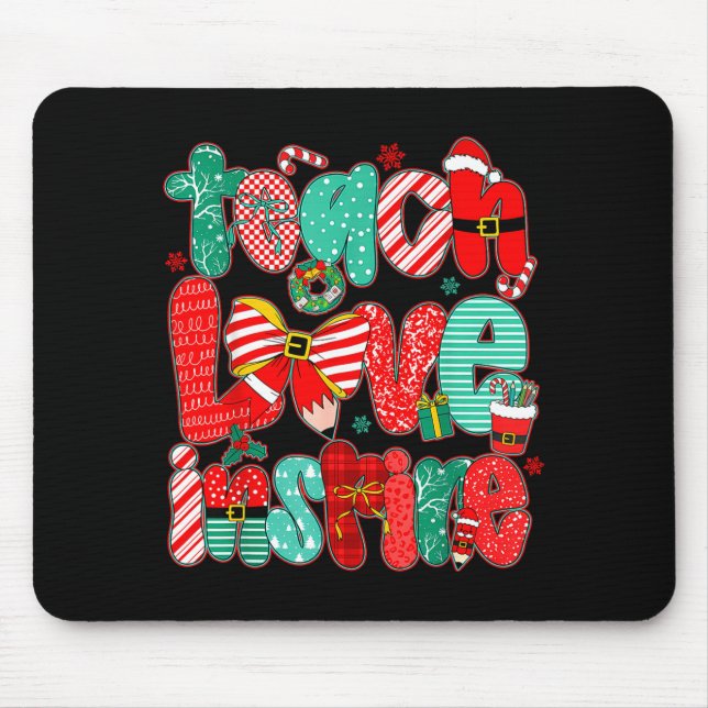 Mousepad Christmas Teacher Teach Love Insre Xmas Vibes  (Frente)