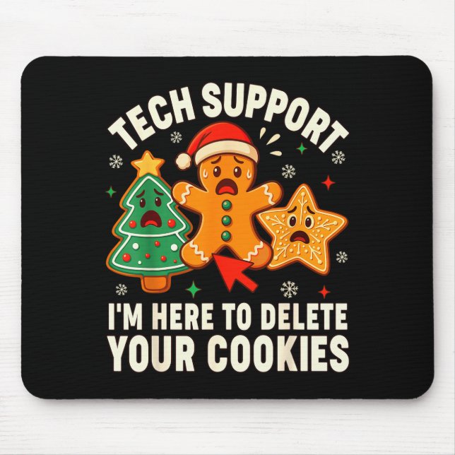 Mousepad Christmas Tech Suprt Here To Delete Cookies Xmas M (Frente)