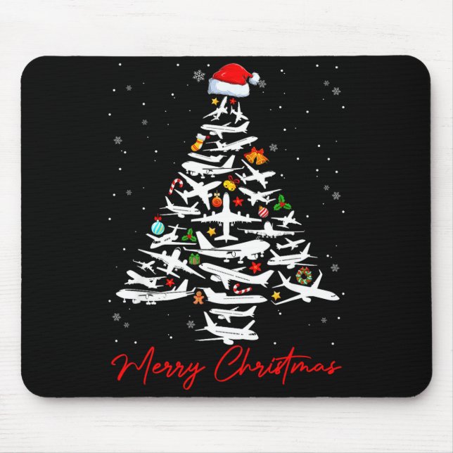 Mousepad Christmas Tree Airplanes Lots Merry Christmas Men  (Frente)