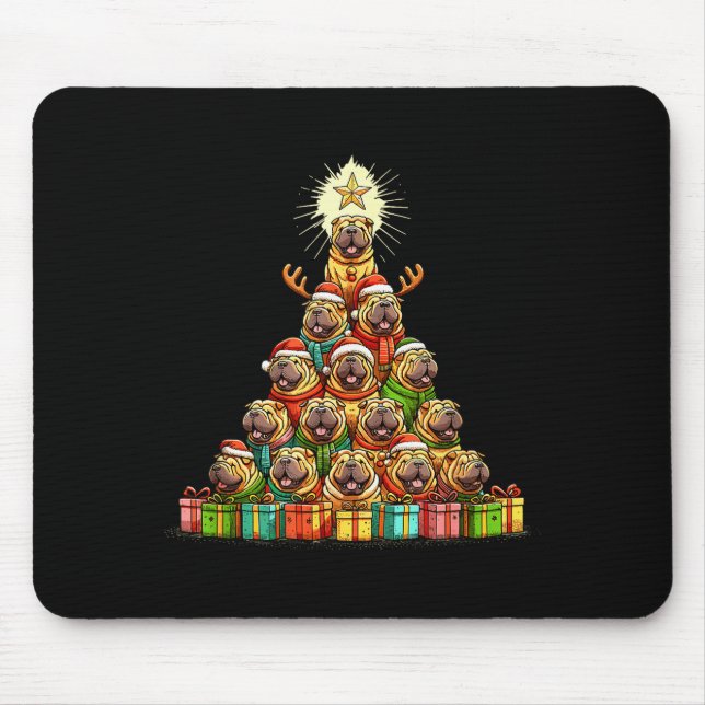 Mousepad Christmas Tree Chinese Shar-pei Shar Pei  (Frente)