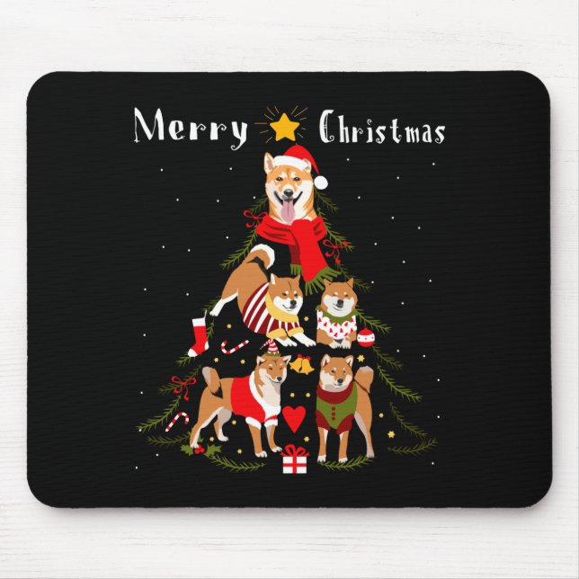 Mousepad Christmas Tree Shiba Inu Lover Xmas Dog Owner New  (Frente)